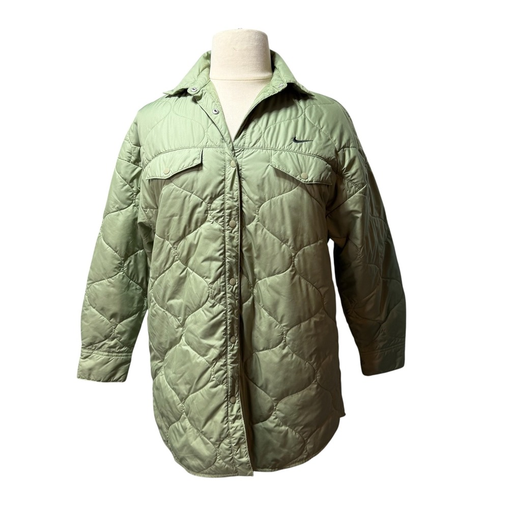 Nike Sportswear Essential Women Quilted Oversized Sage Longline Shacket Sm #NC